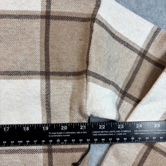 Tahari Women's Plaid Mock Neck Sweater Long Sleeve Beige Brown Size L - Picture 4 of 8